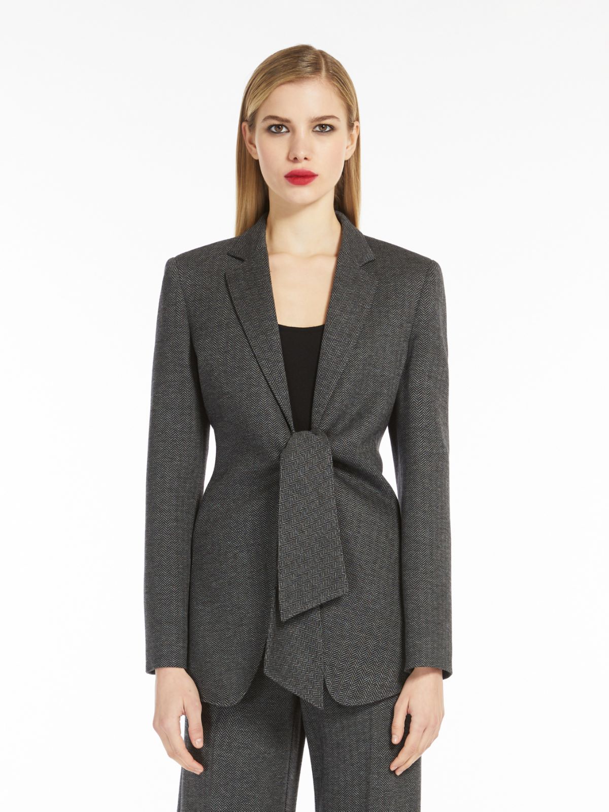 Jersey jacket with sash