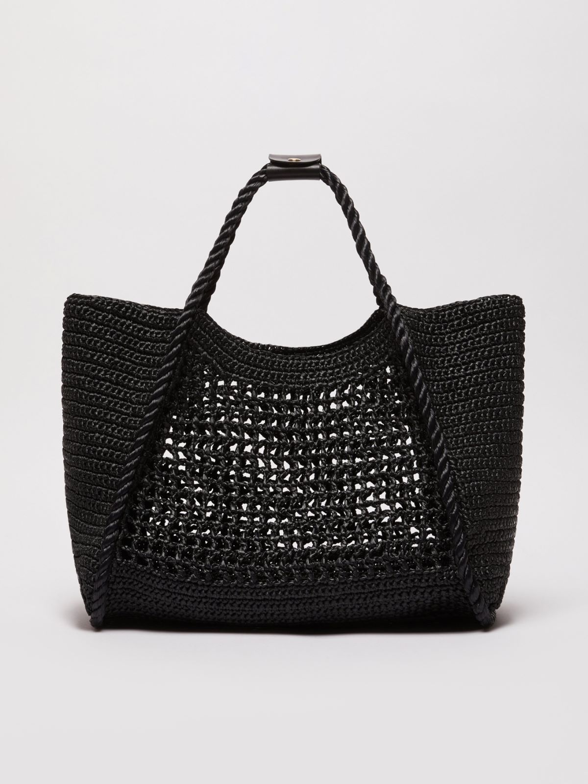 Raffia-effect fabric medium Marine bag