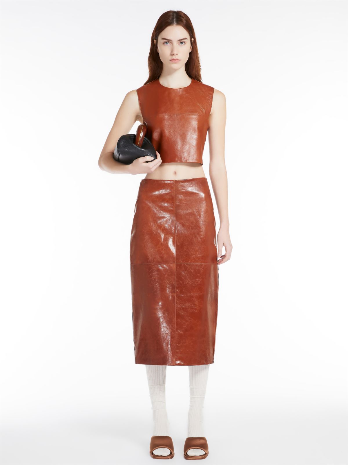 Short nappa-leather top