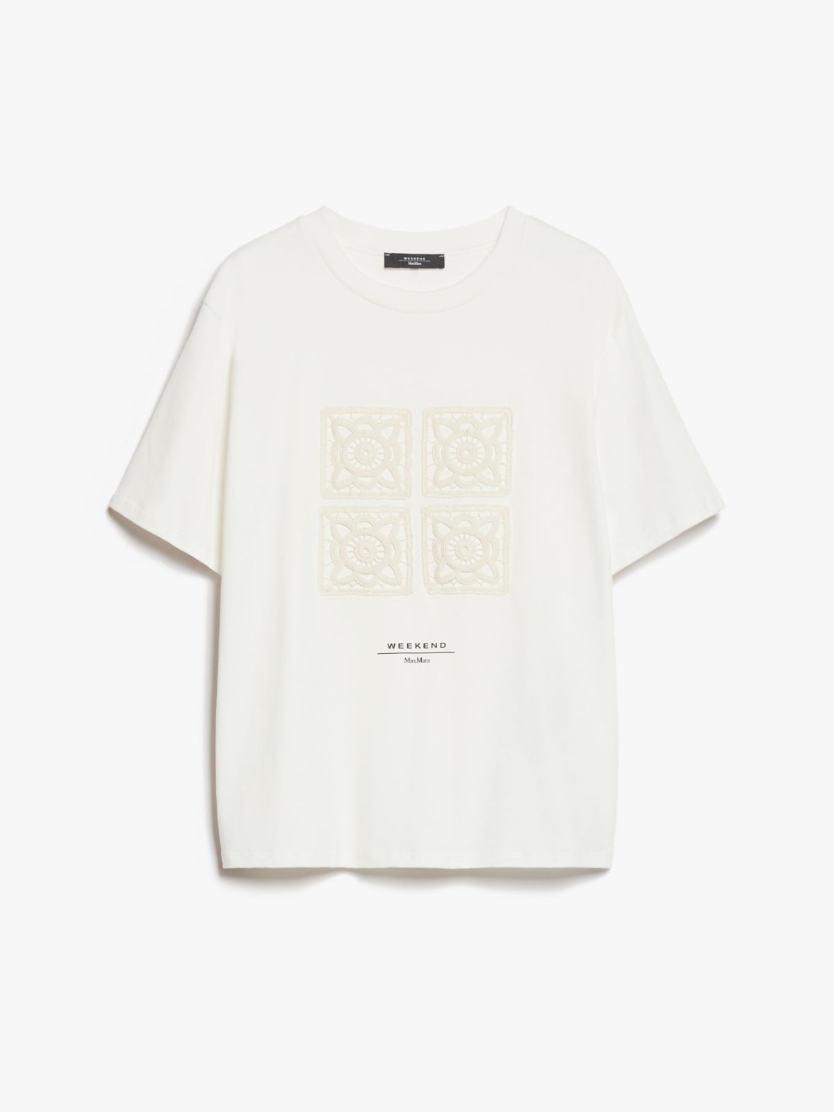 Cotton T-shirt with embroidered lettering detail