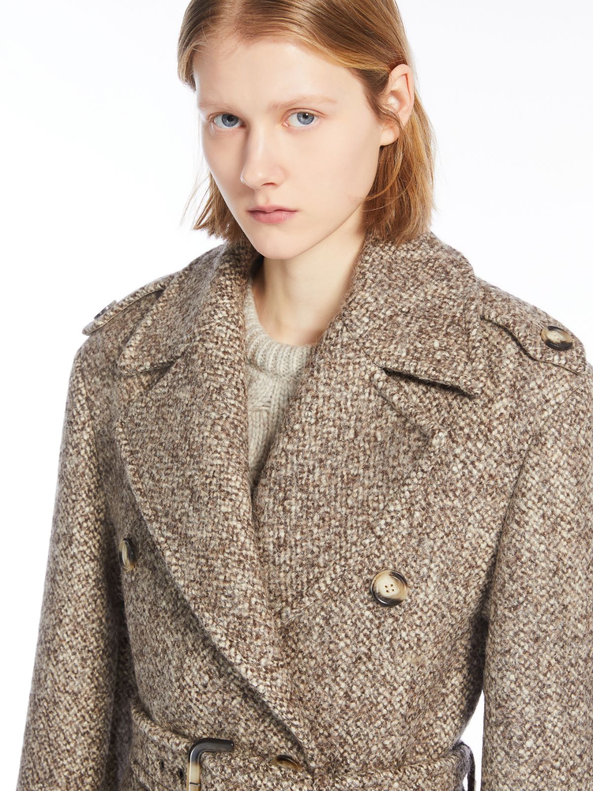 Double-breasted tweed coat