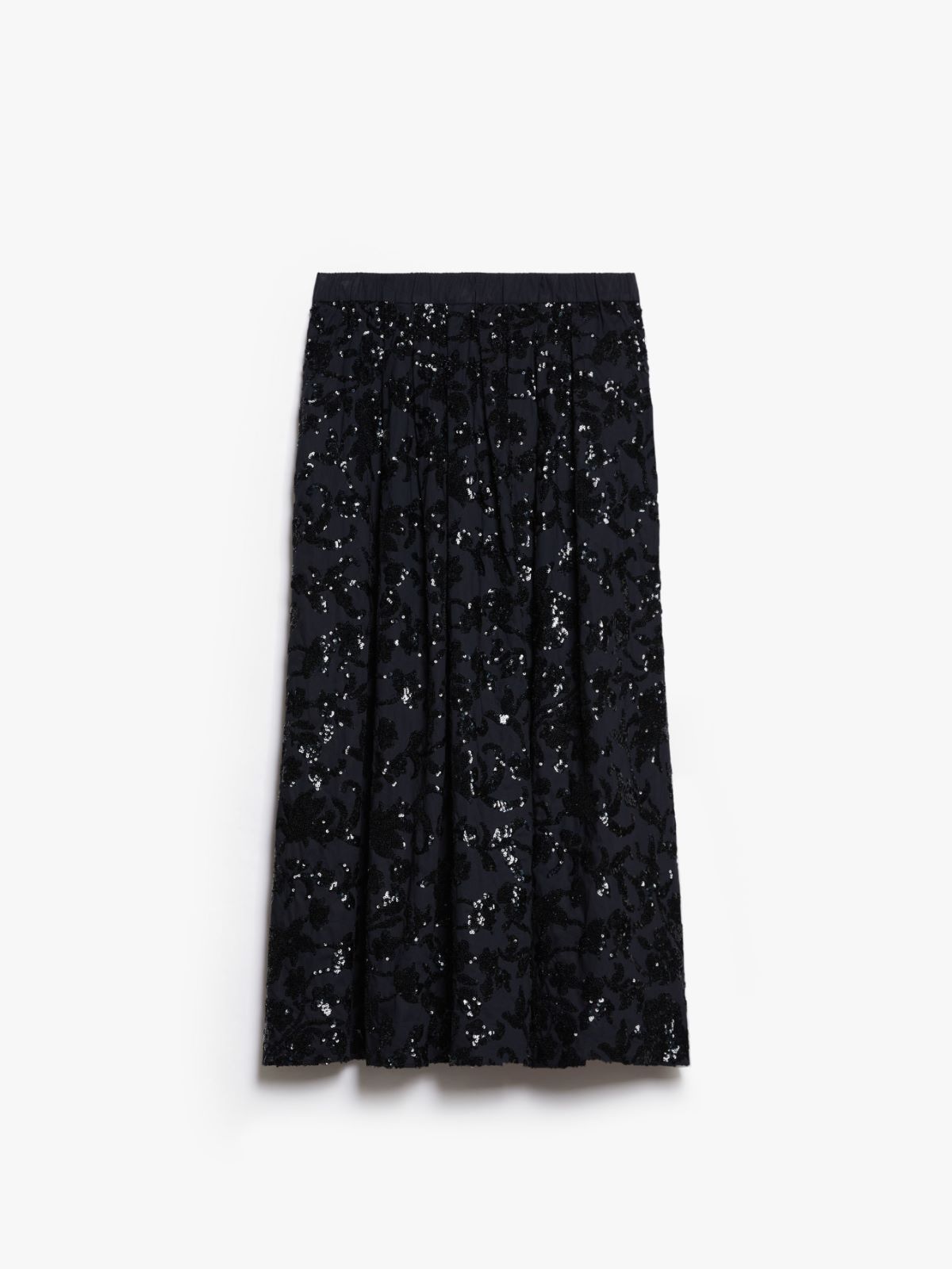 Wide cotton skirt with sequins