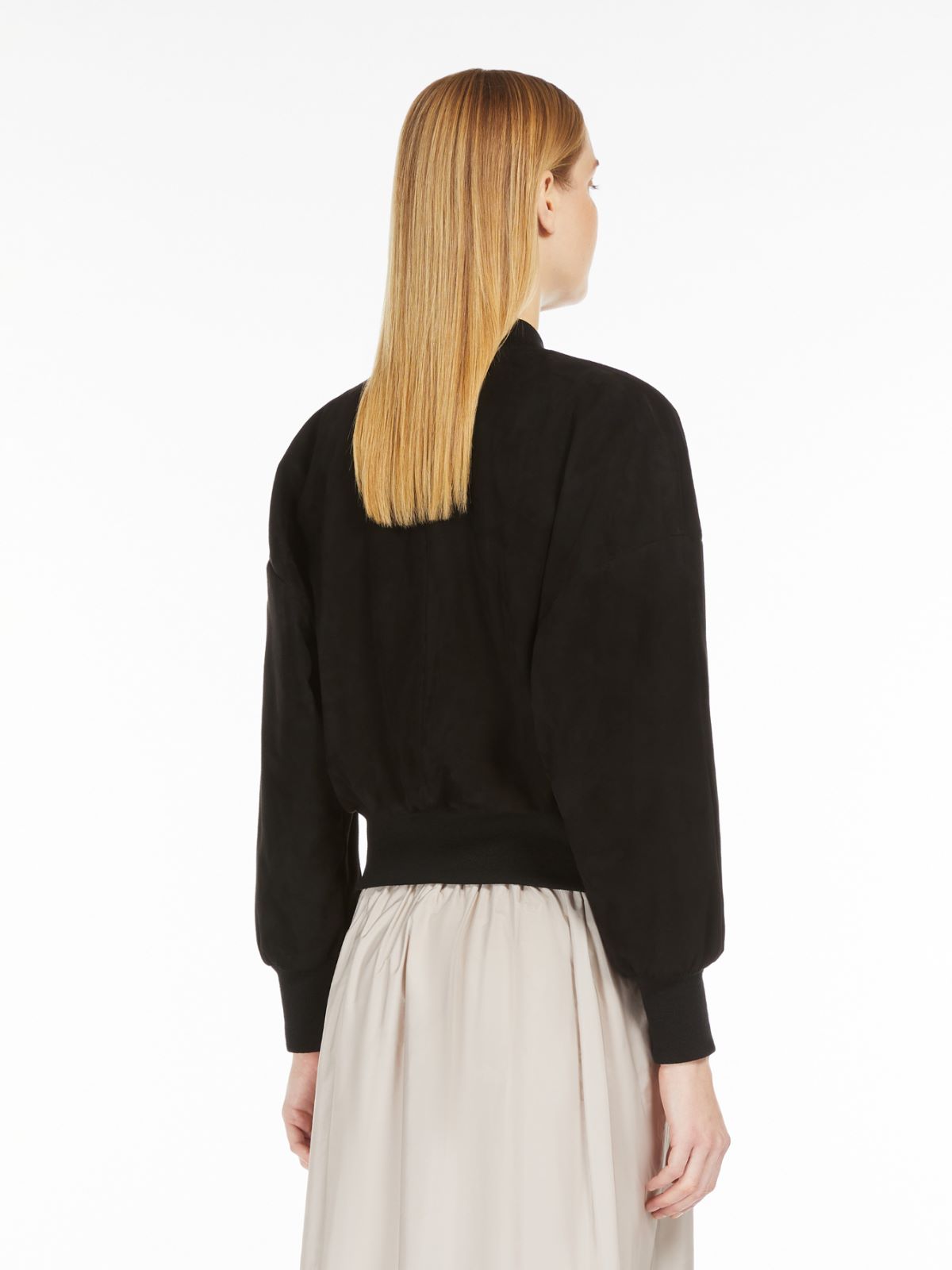 Suede cropped bomber jacket