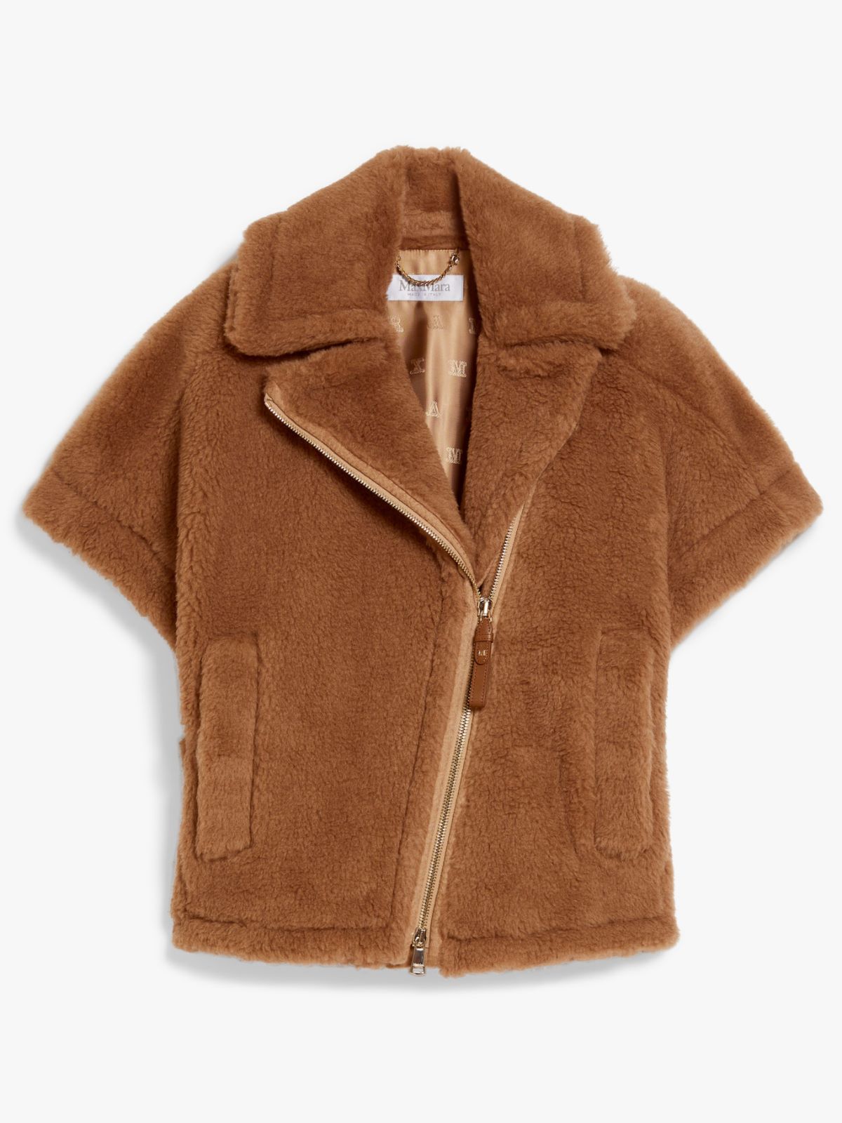 Biker jacket cape in Teddy fabric