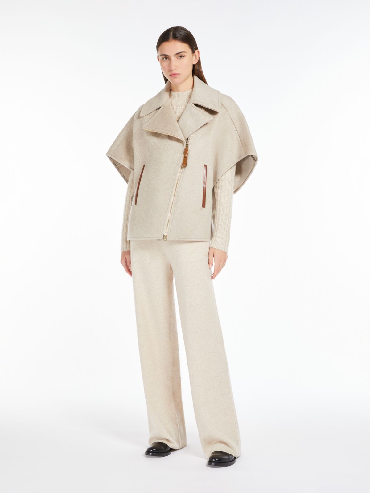 Cashmere biker jacket cape