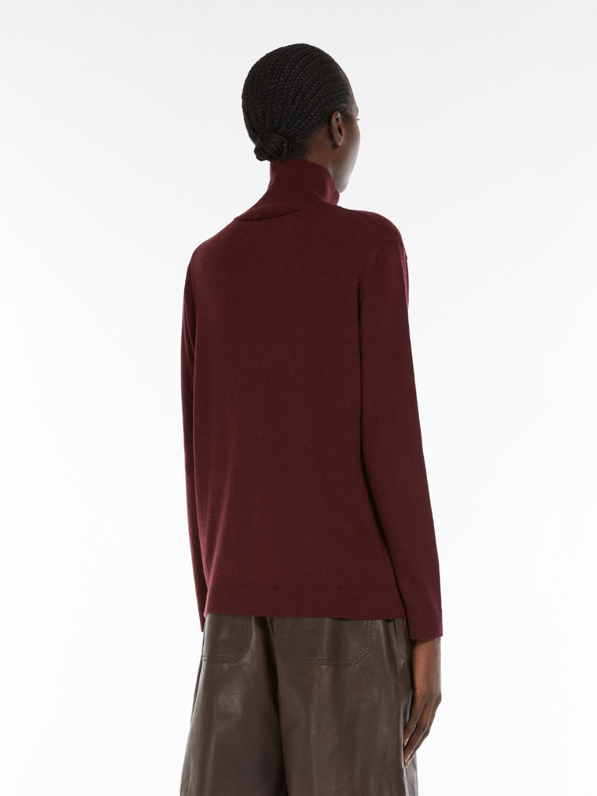 Silk and wool polo-neck sweater