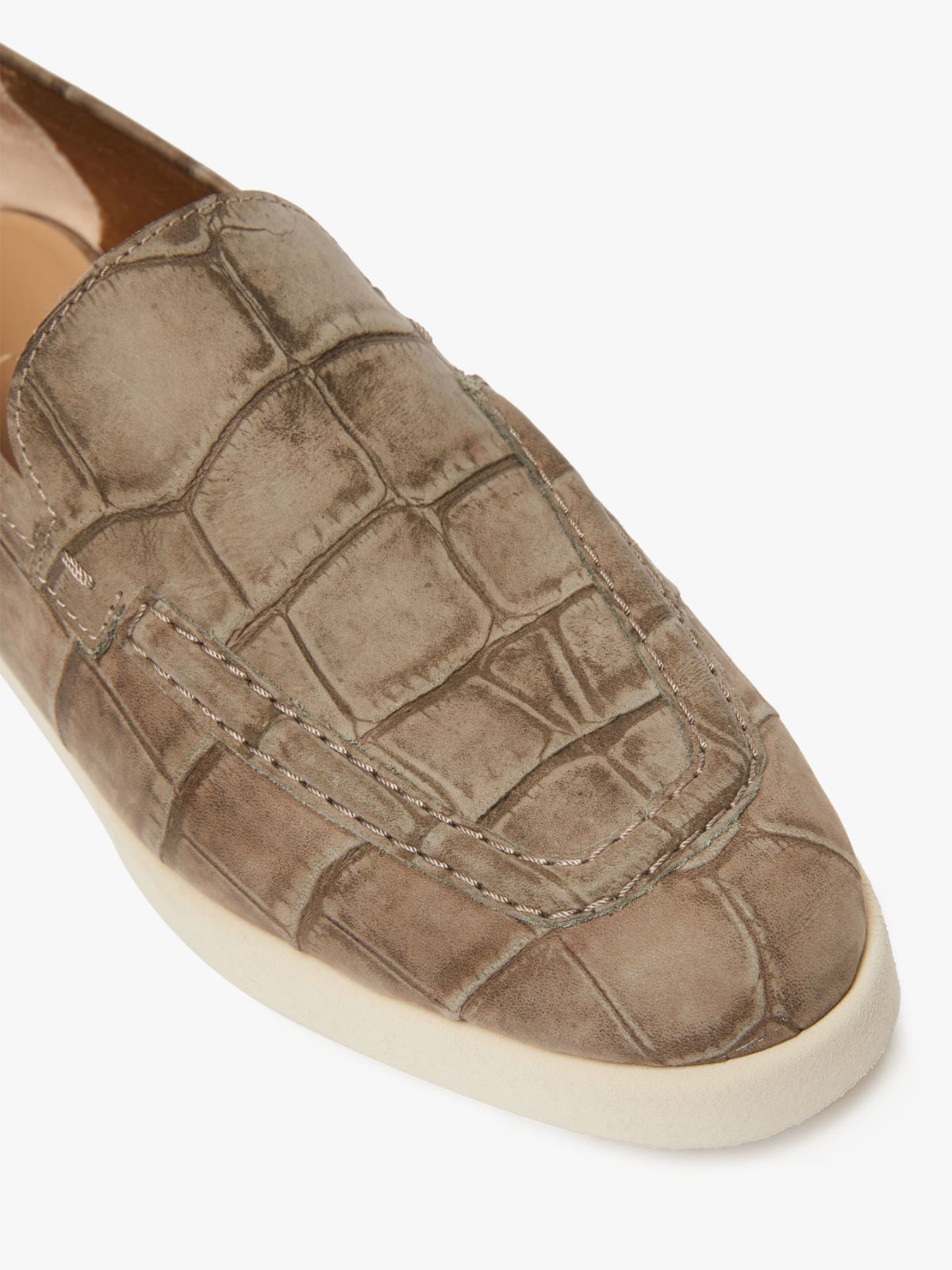 Crocodile-embossed leather loafers