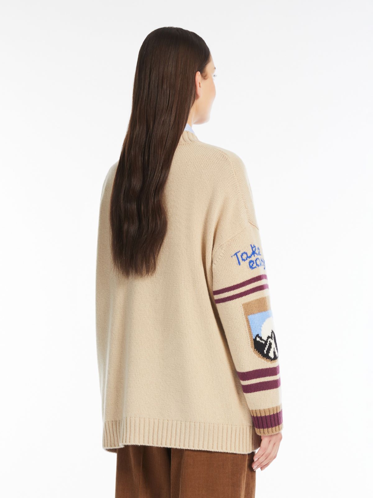 Inlay-detail wool cardigan