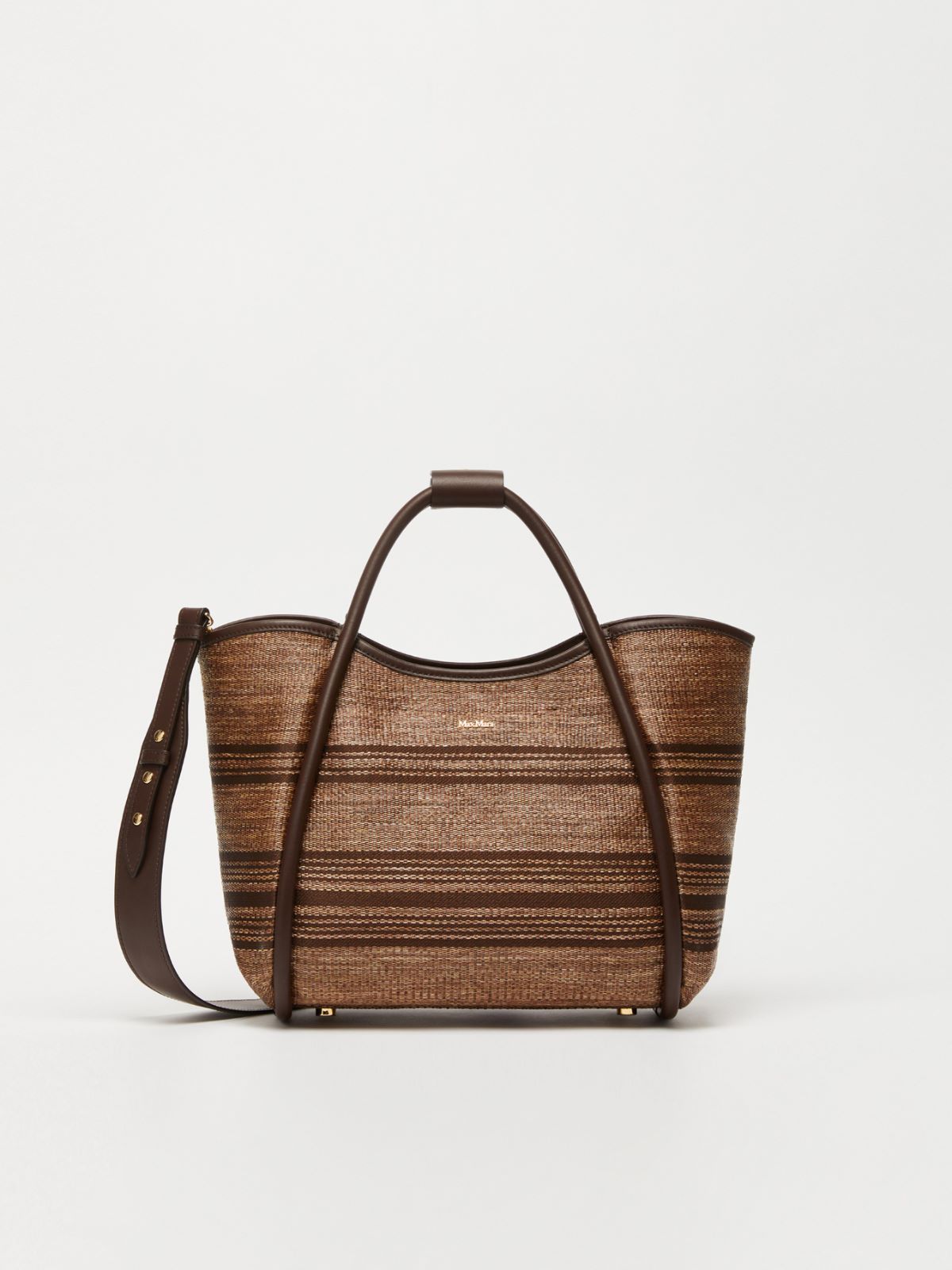 Jacquard raffia-effect fabric small Marine bag