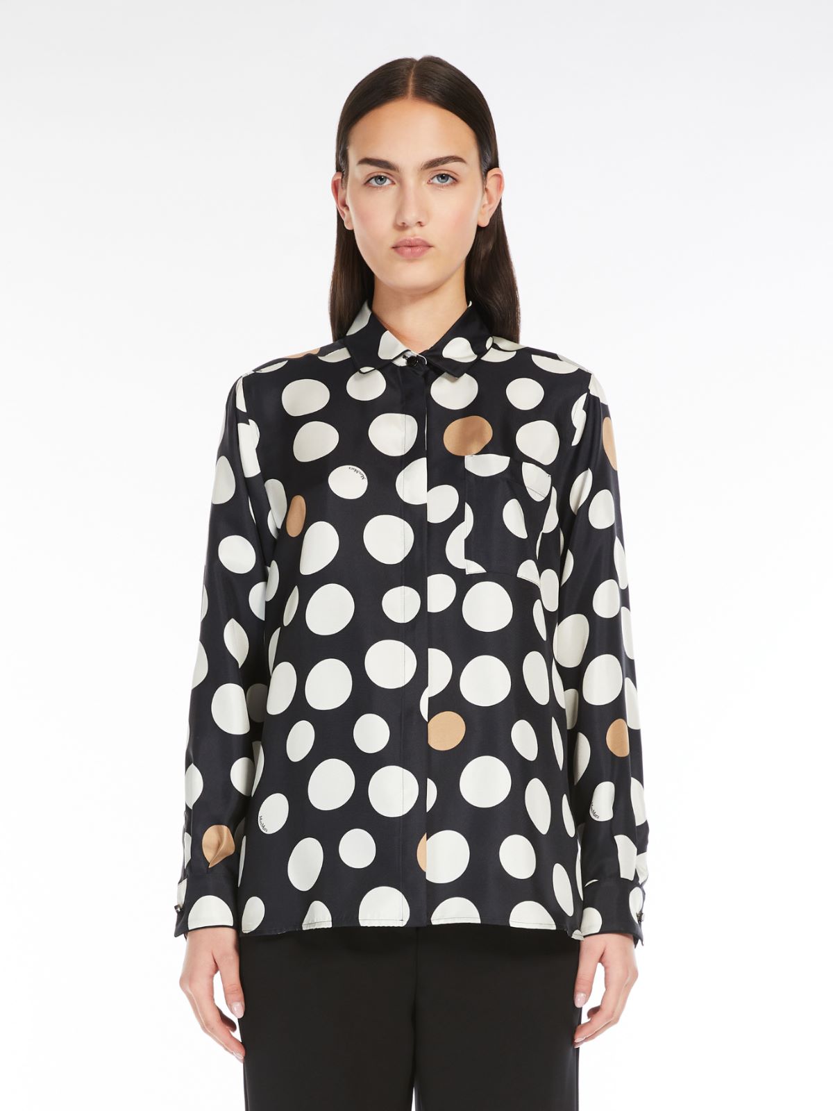 Printed silk twill shirt