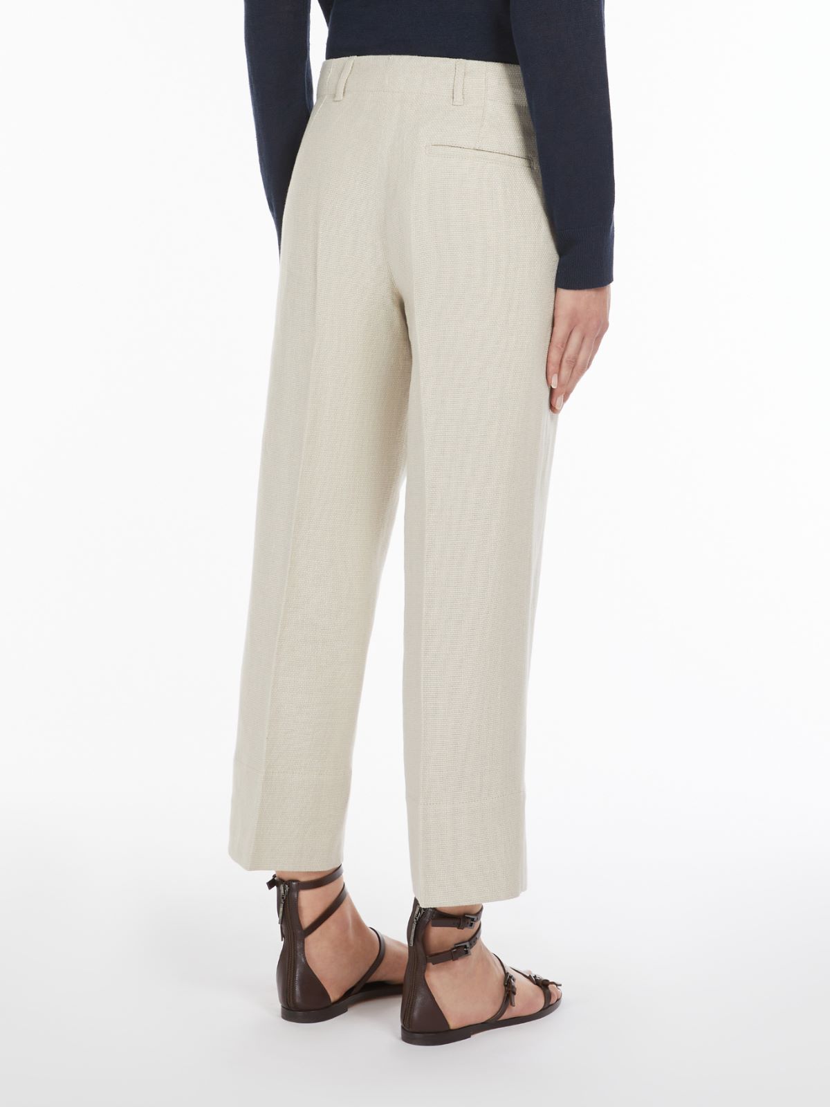 Straight-fit linen and cotton trousers