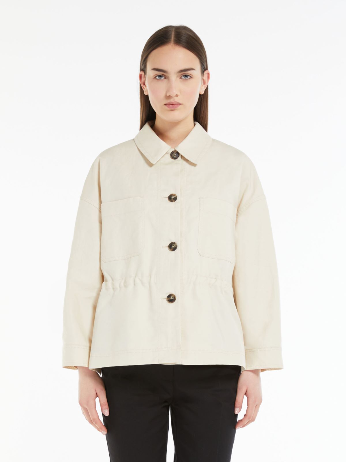Cotton and linen basketweave jacket