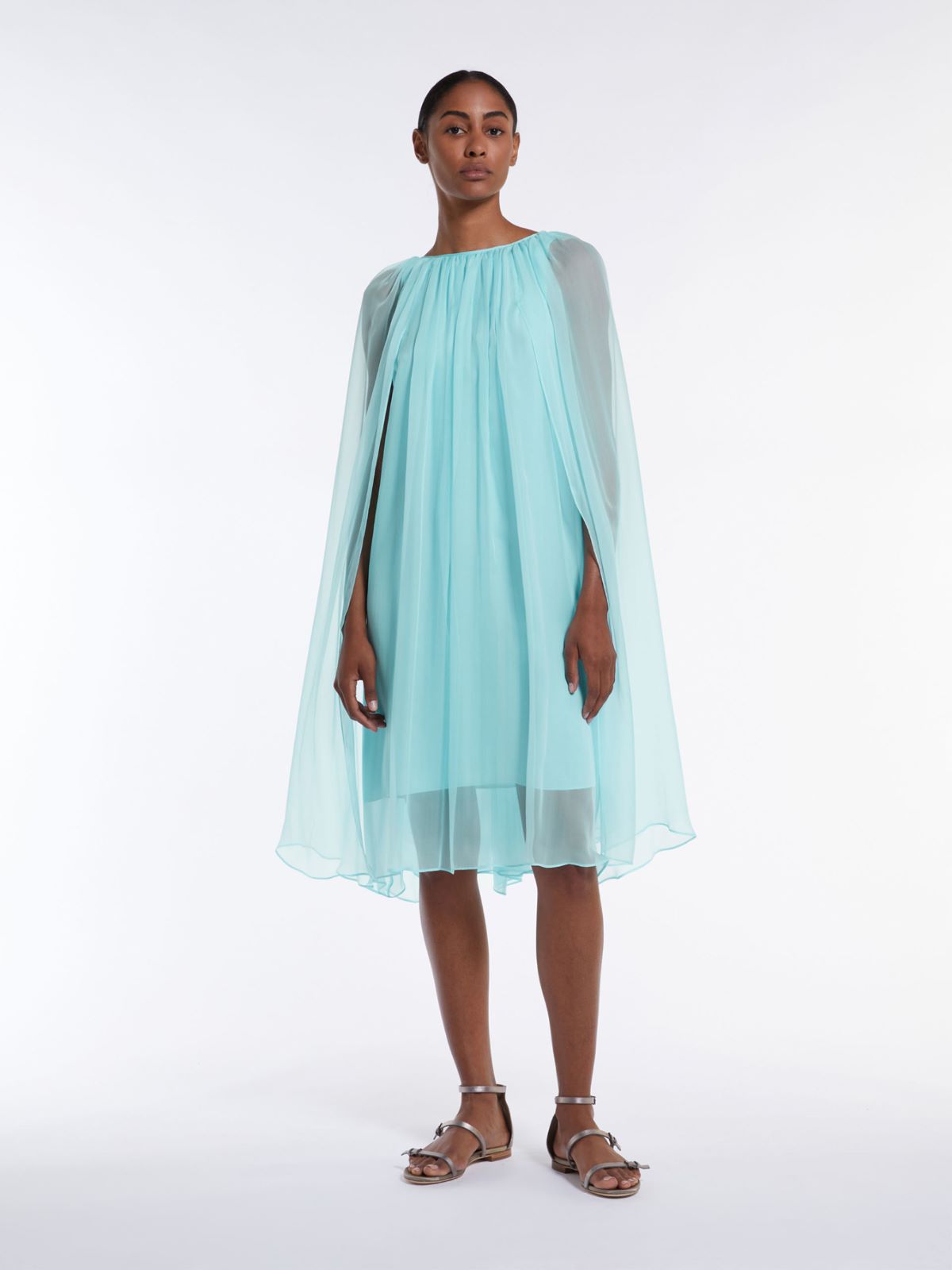 Silk chiffon flared dress