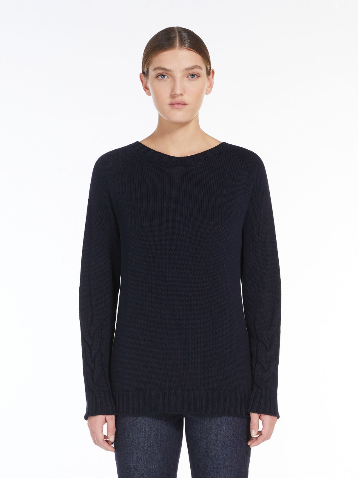 Cable-knit sweater in cotton yarn