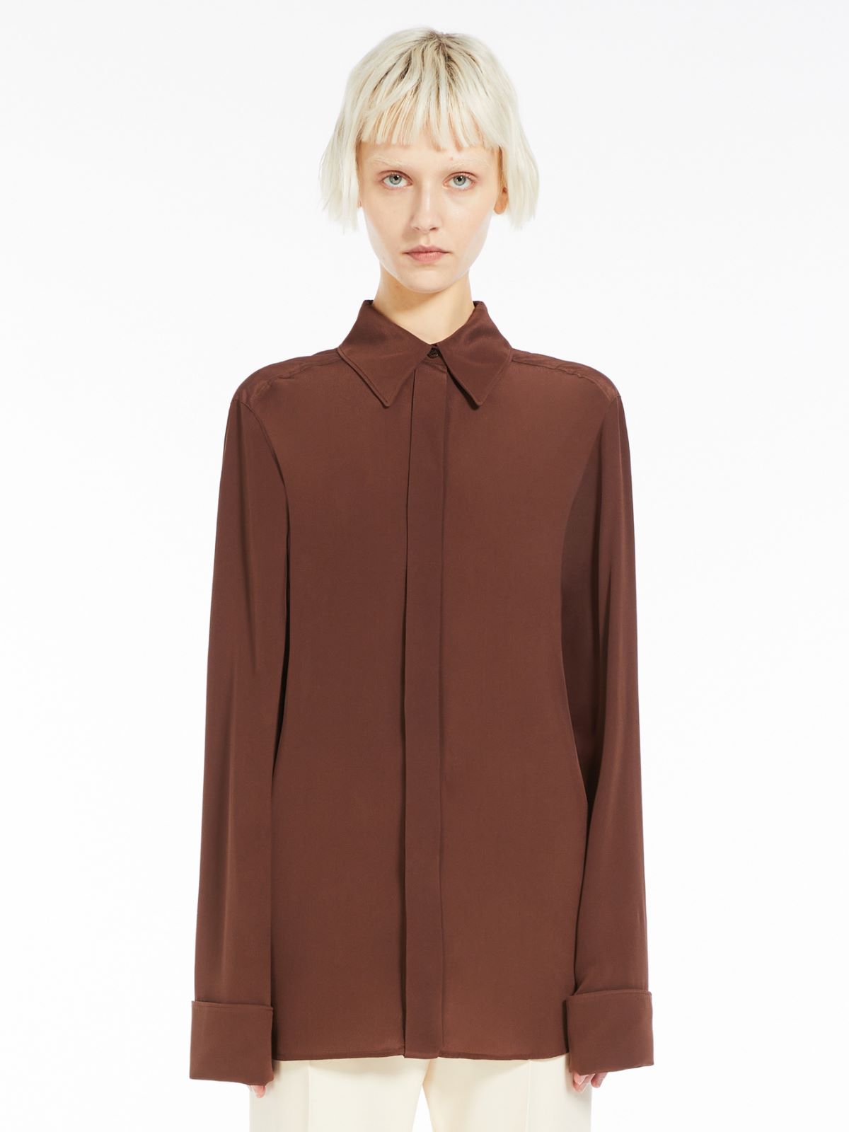 Slim-fit pure silk shirt