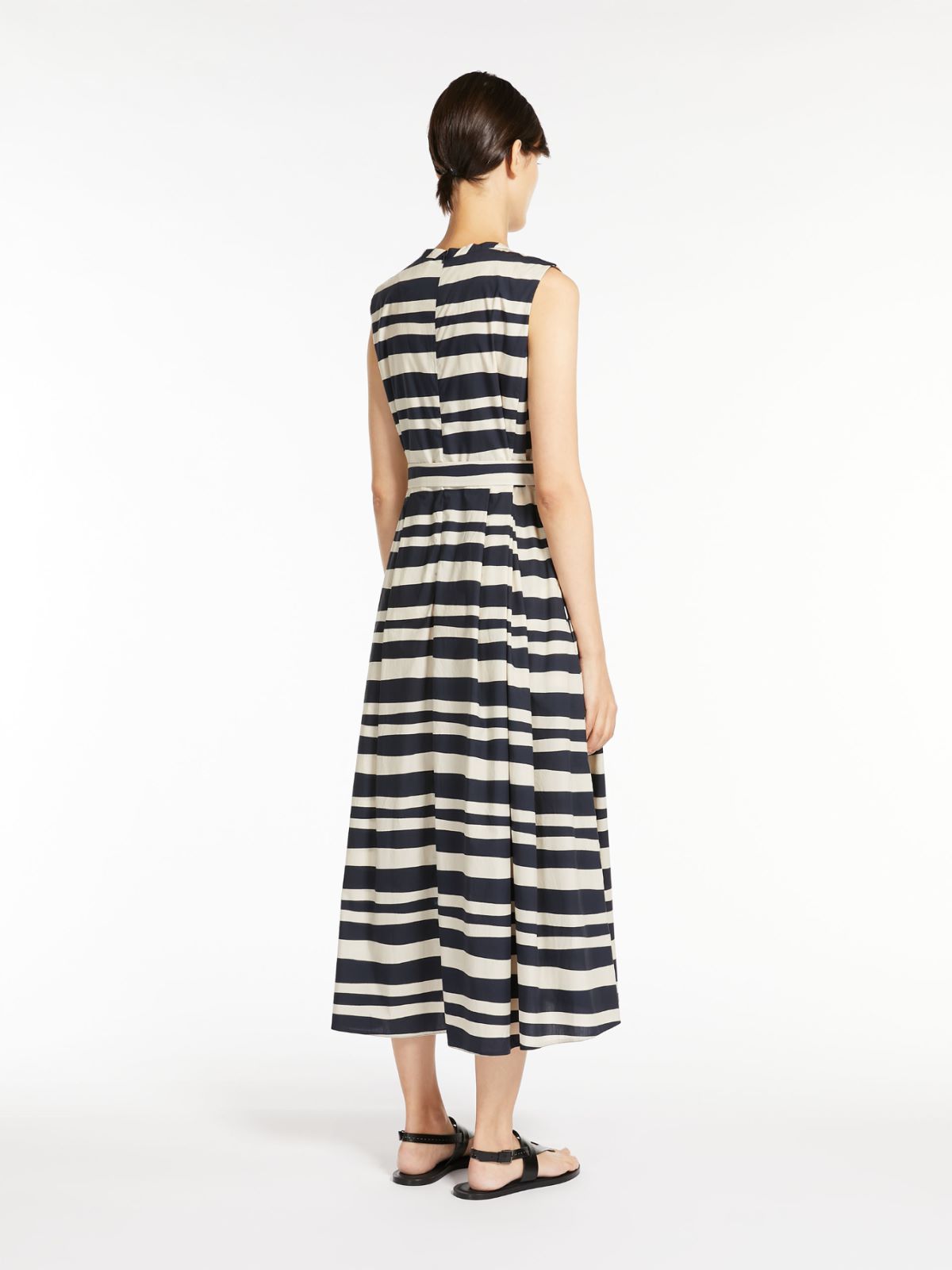 Printed poplin dress with belt