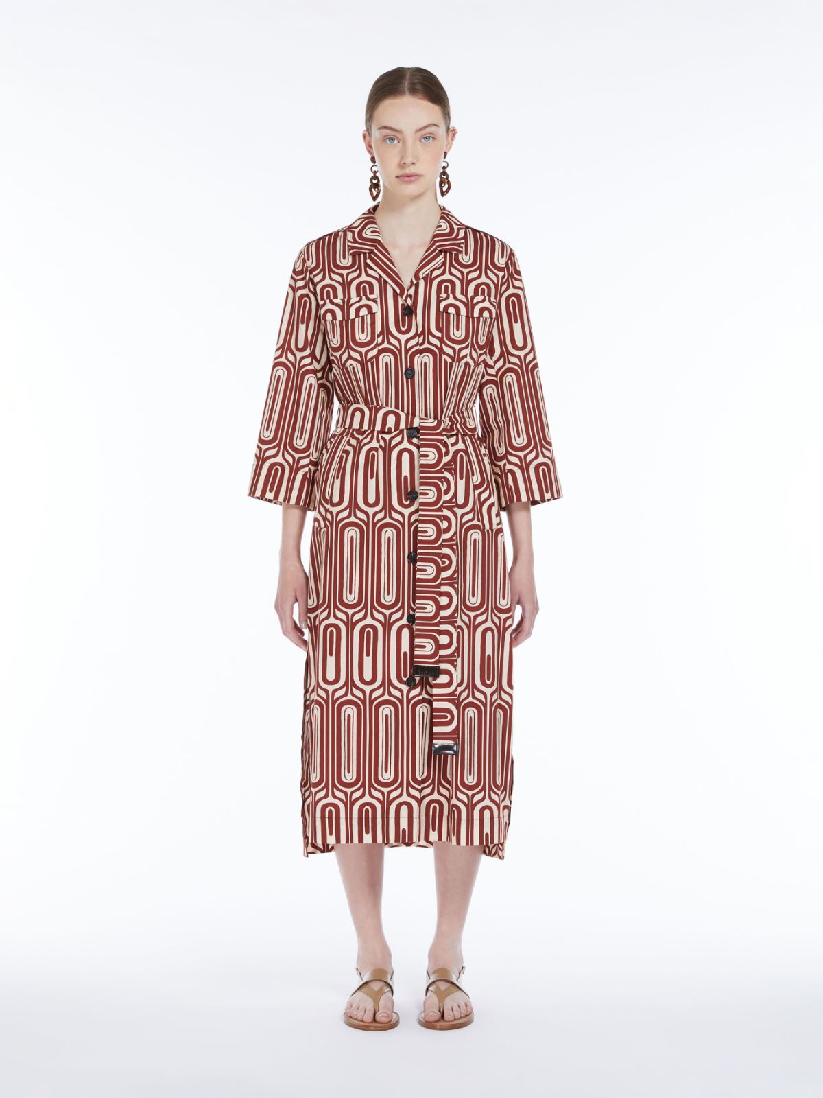 Printed cotton shirt dress