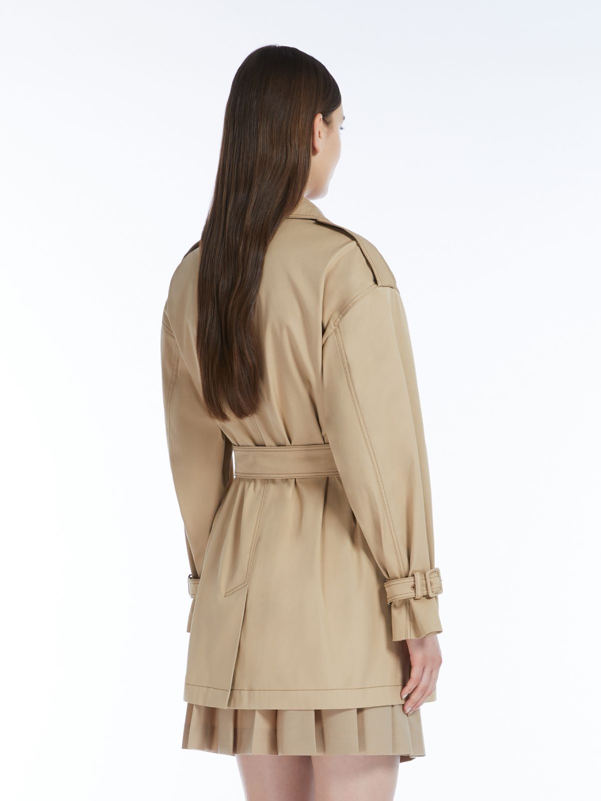 Water-repellent gabardine short trench coat