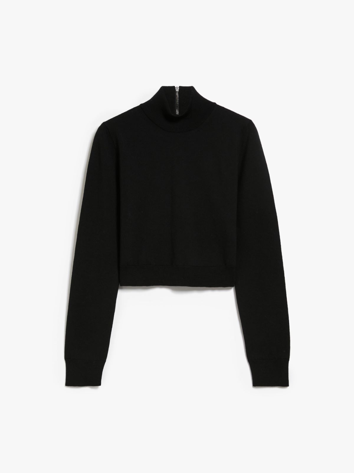 Cropped stretch wool turtleneck