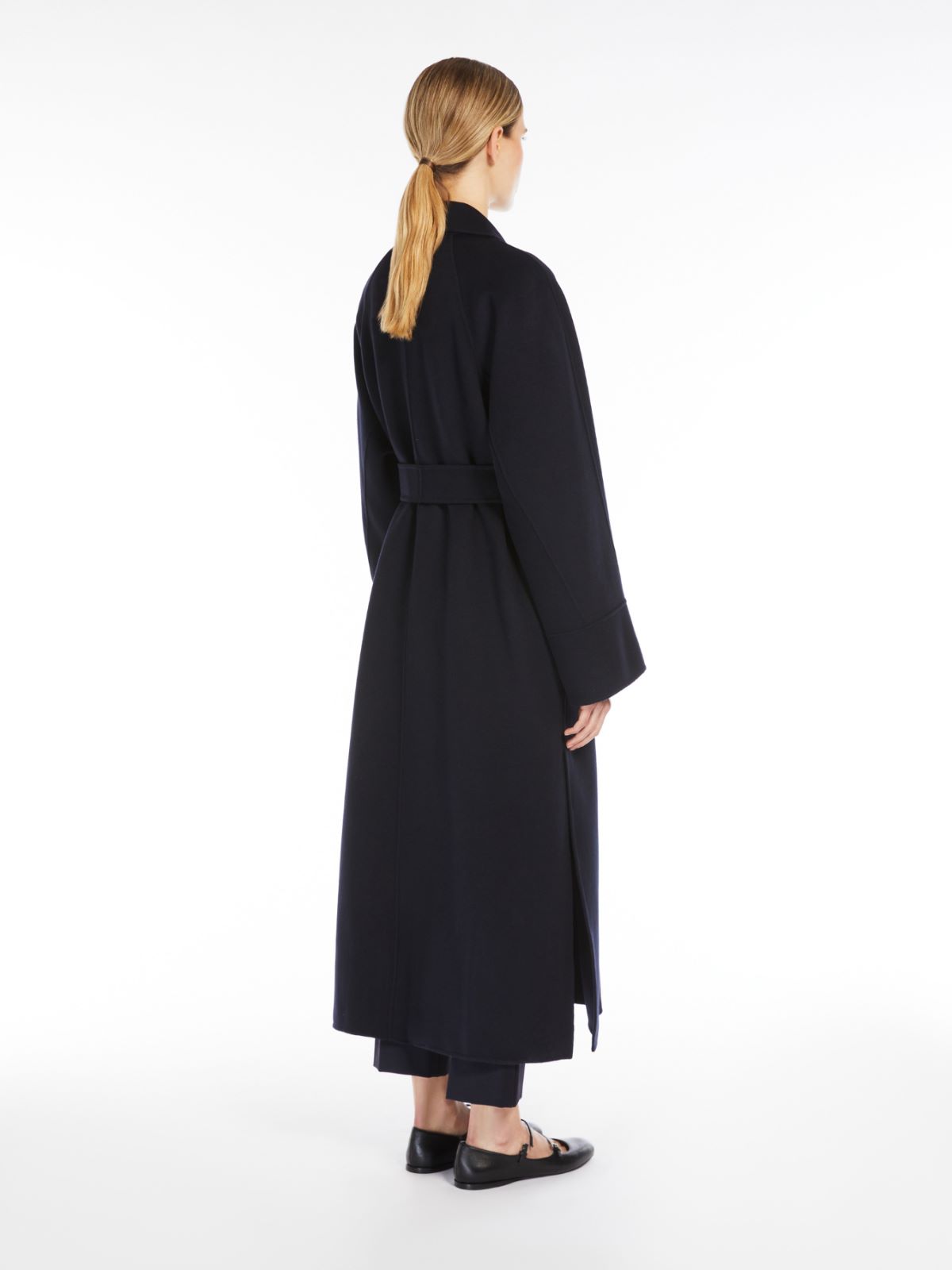 Double-faced wool coat with belt