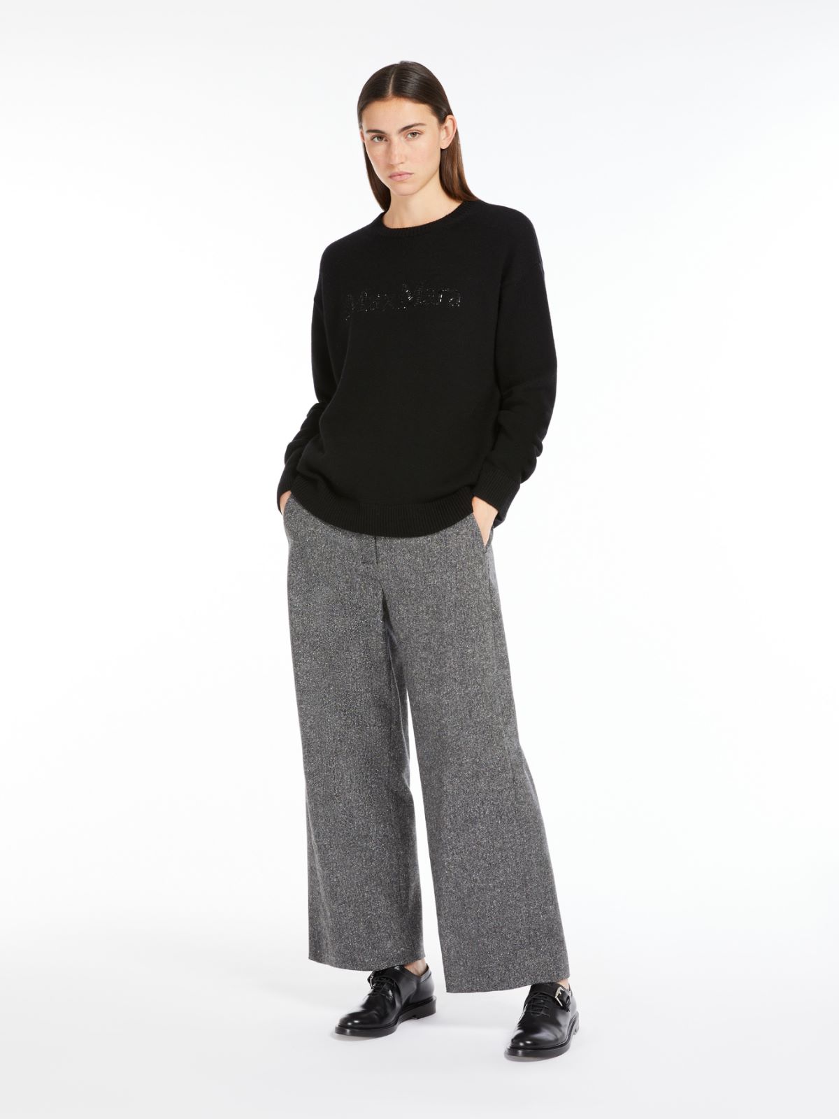 Wool buttoned jogging trousers