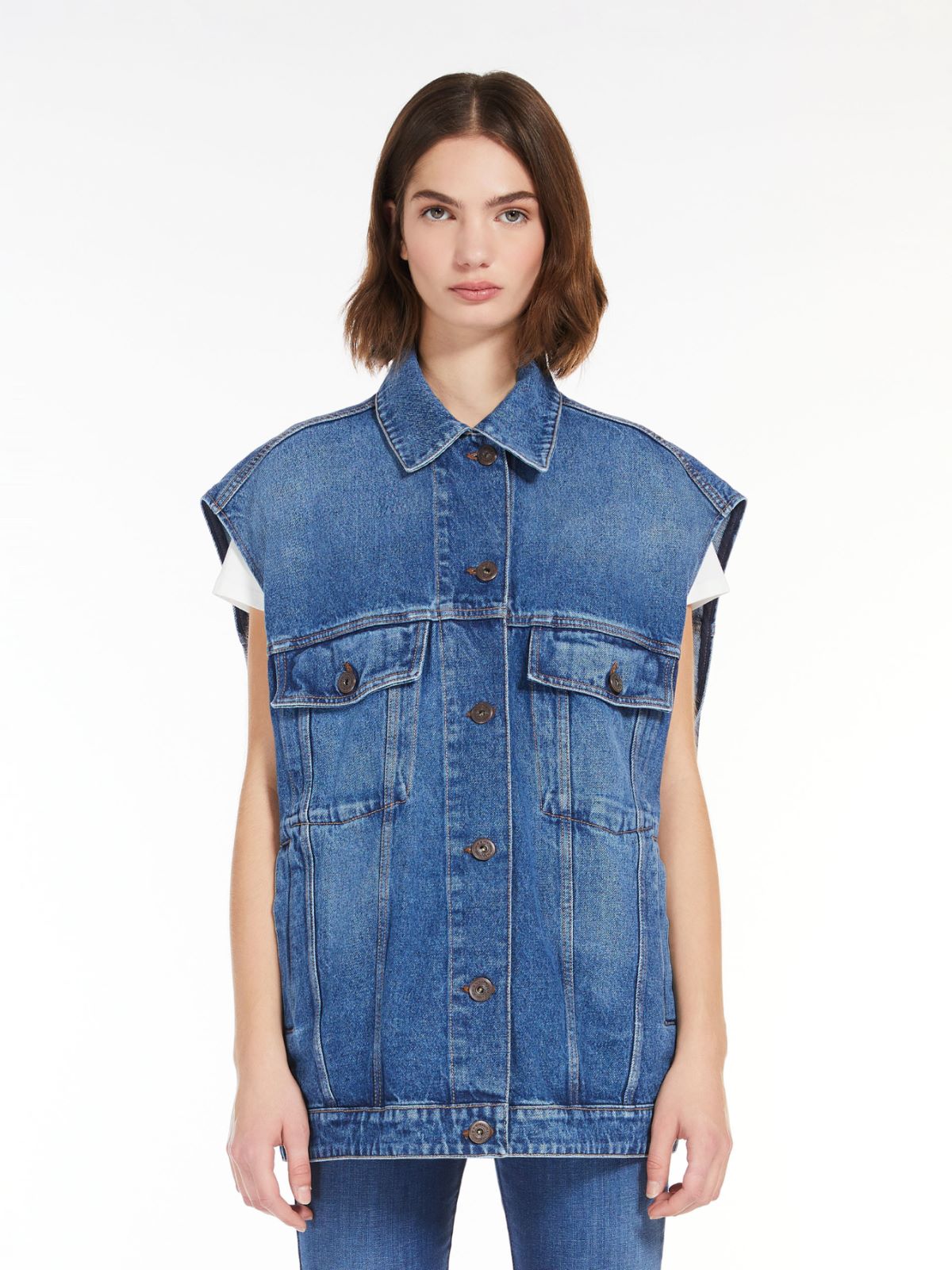 Cotton denim gilet