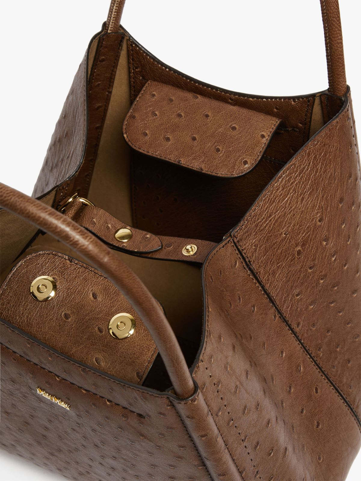 Small ostrich-print leather Marine Bag