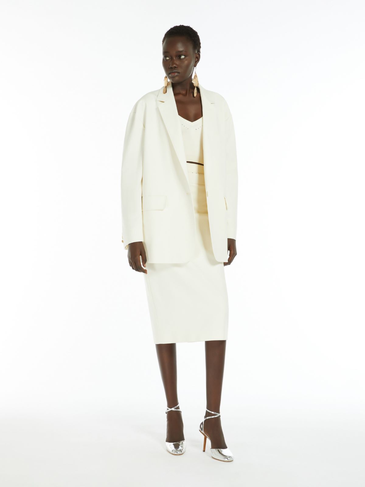 Cotton canvas midi skirt