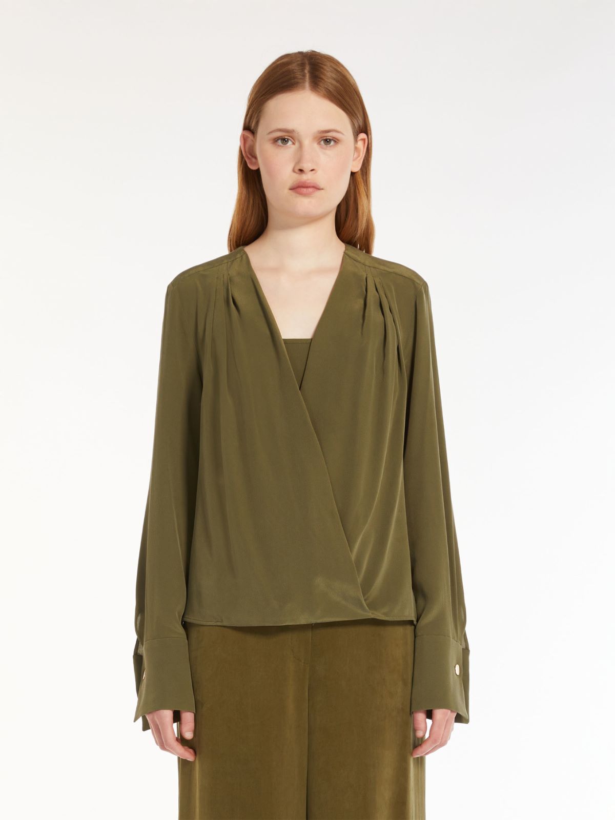 Crepe de chine wrap blouse