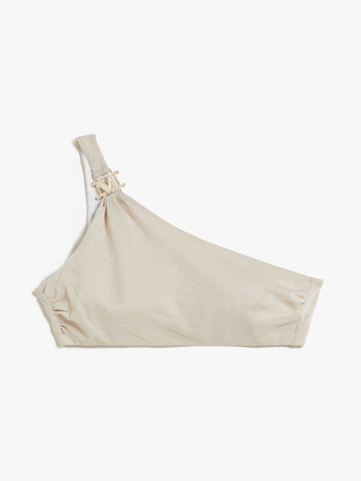 Jersey and lurex one-shoulder bikini top