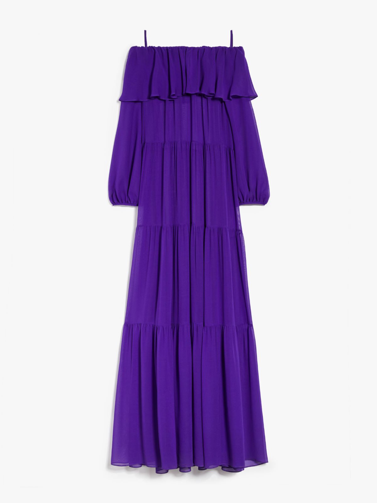 Printed silk off-the-shoulder dress