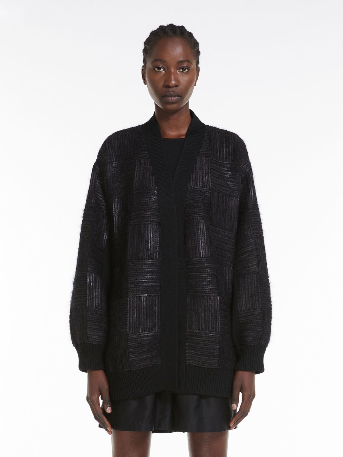 Wool and sequin oversize cardigan