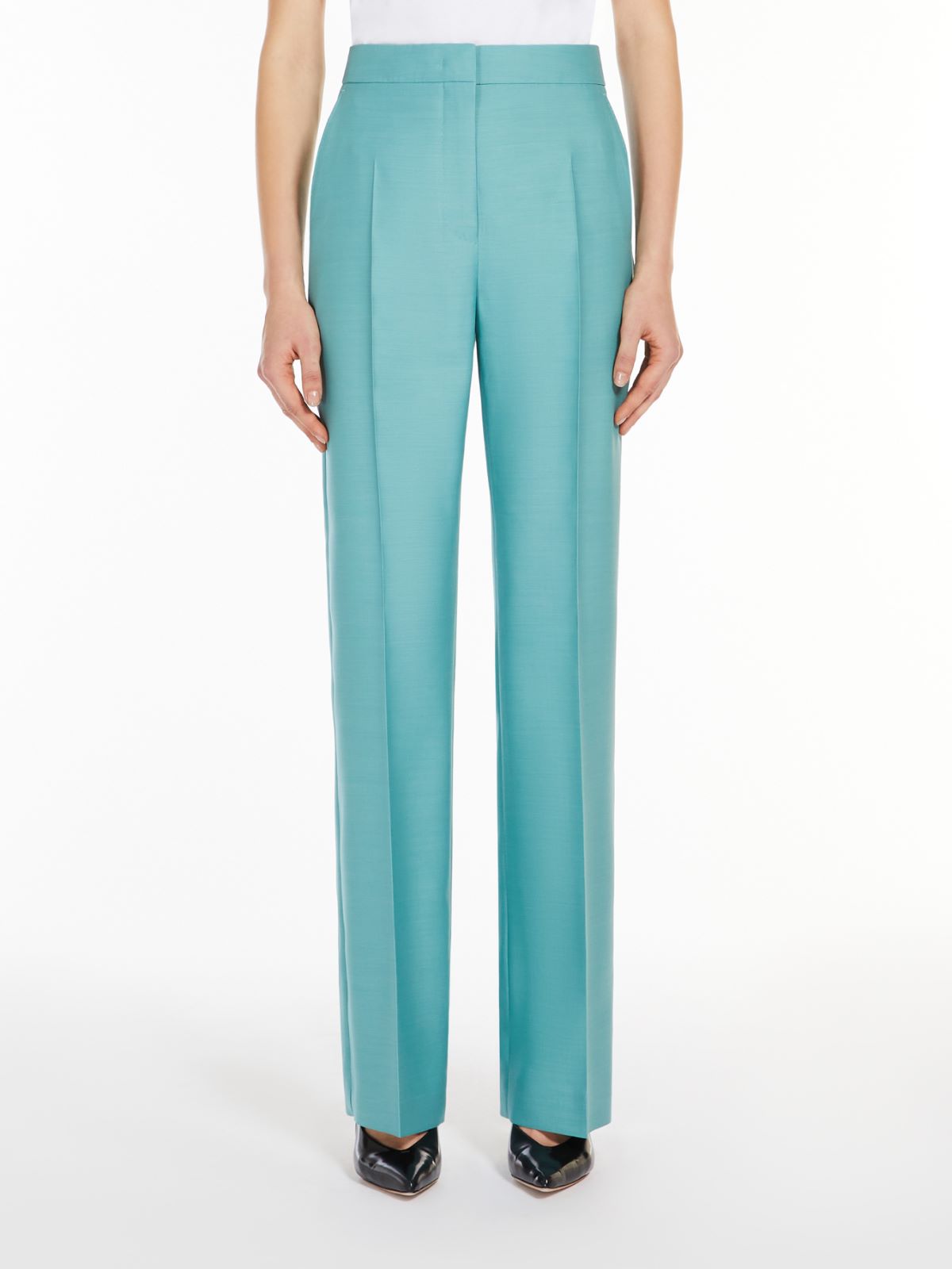 Wool and silk flared trousers