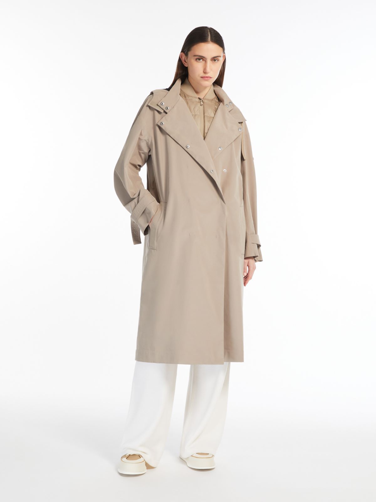 Technical-fabric trench coat