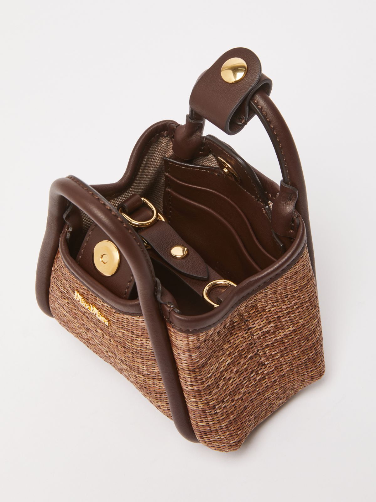 Jacquard raffia-effect fabric mini Marine bag