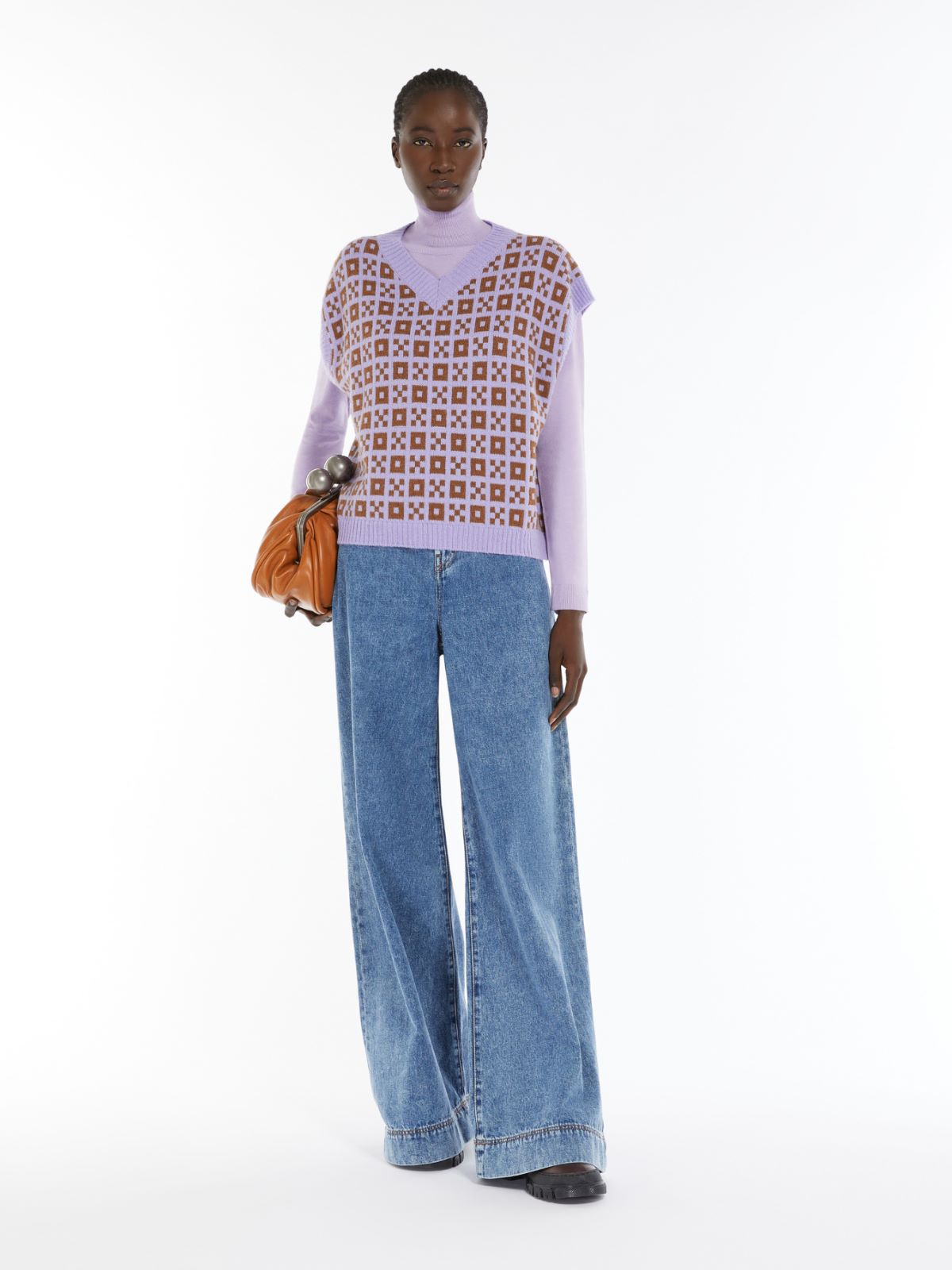 Jacquard alpaca and wool gilet