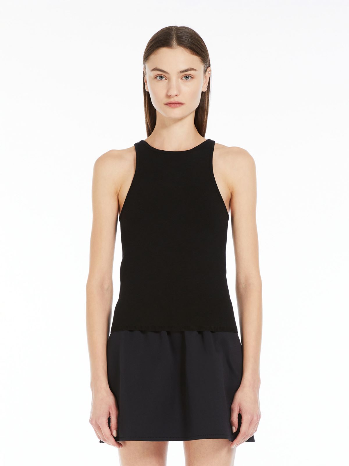 Halter neck top in vanisé wool