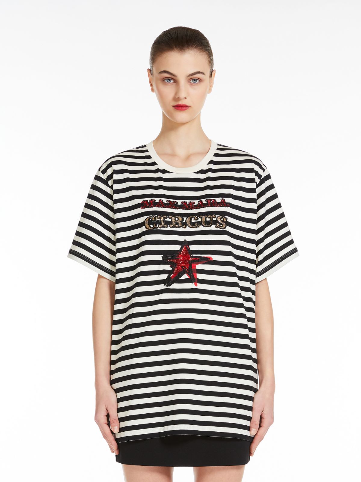 Oversized striped cotton T-shirt