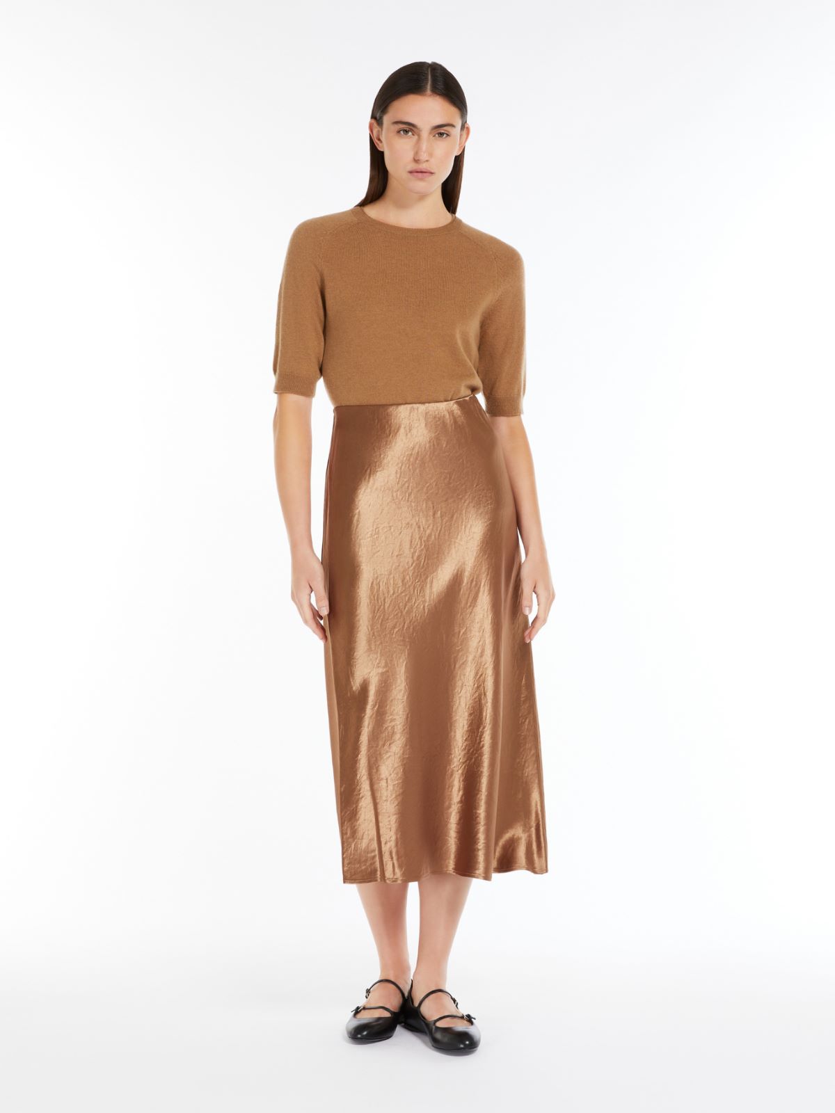 Satin midi skirt