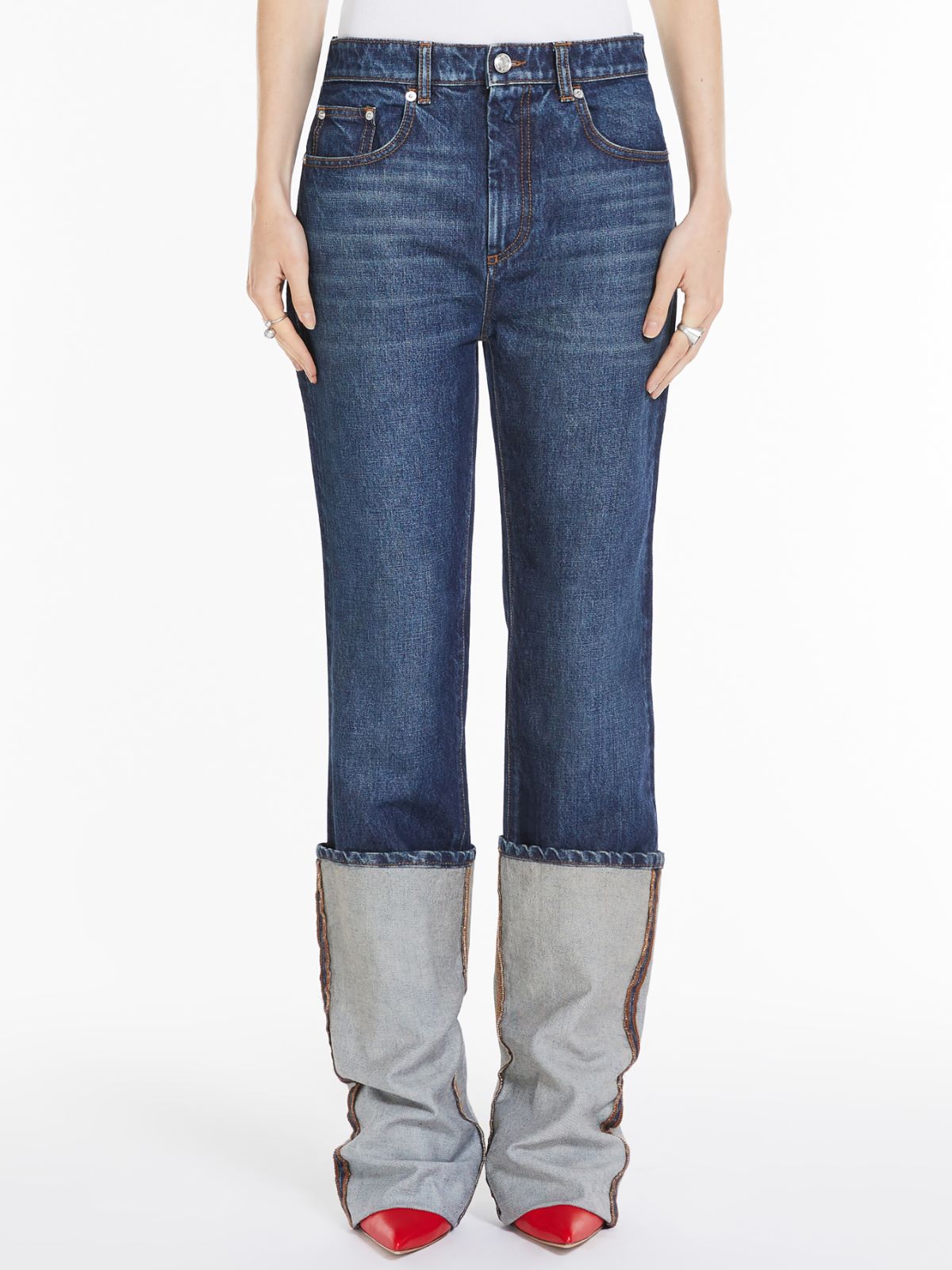 Denim jeans with extra turn-ups