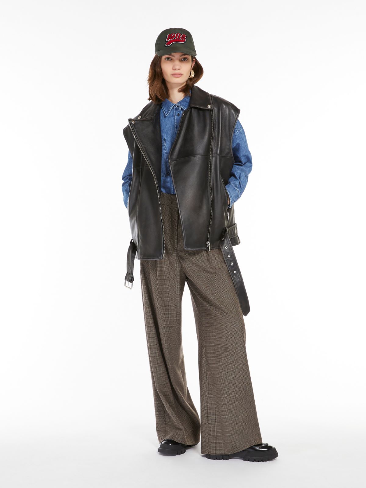 Wool flannel palazzo trousers