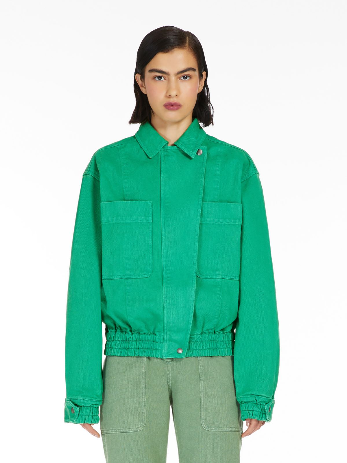 Cotton drill cropped jacket