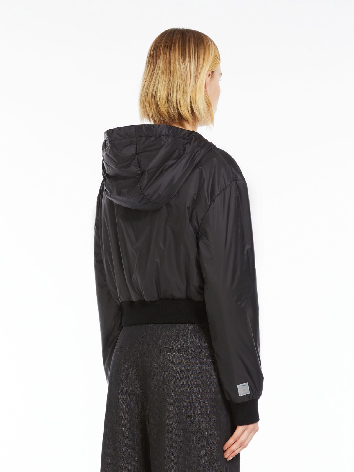 Hooded bomber jacket in water-resistant canvas