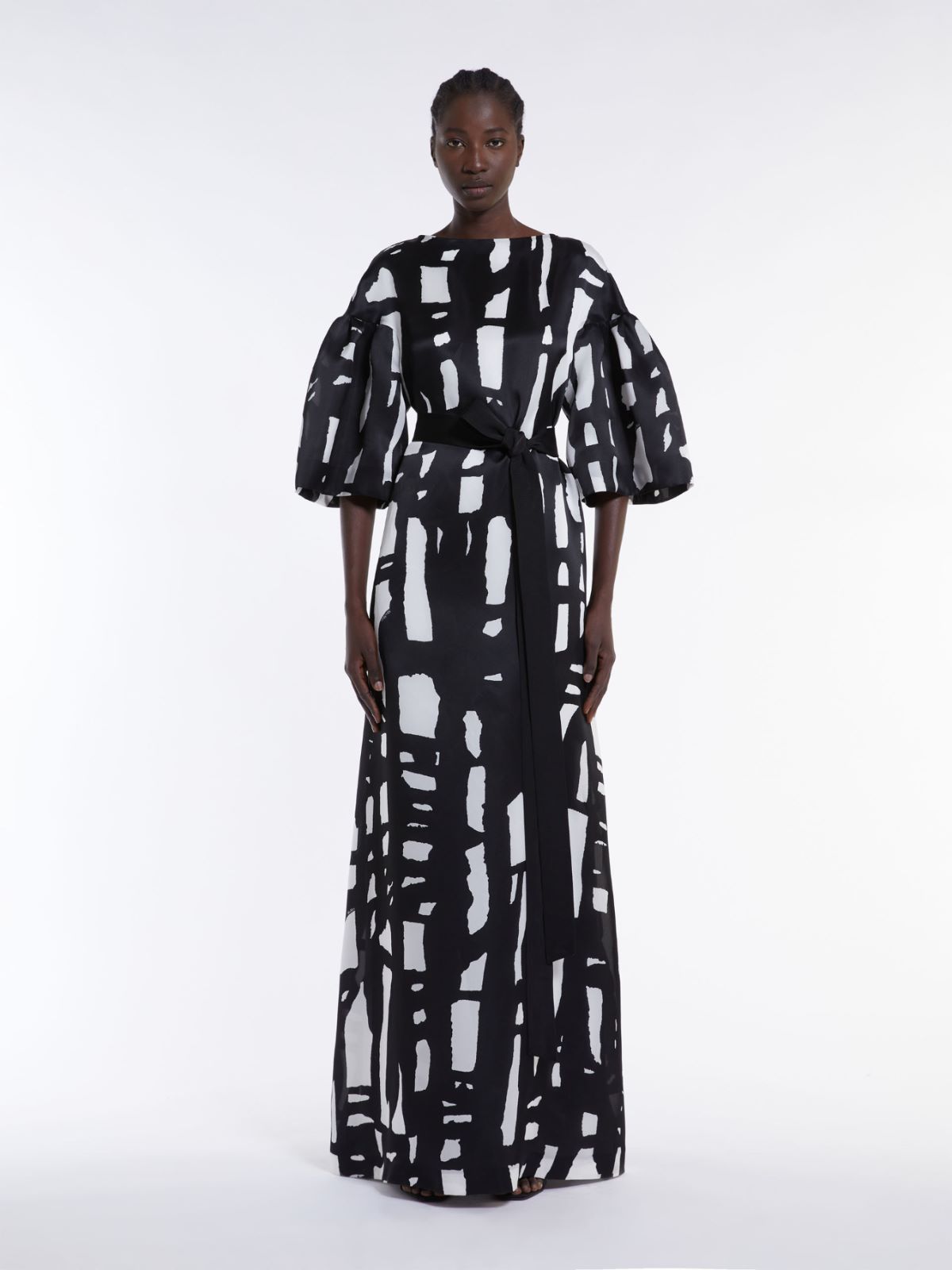 Printed silk organza dress