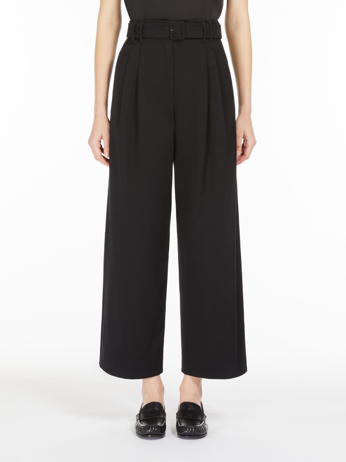 Wide-fit gabardine trousers