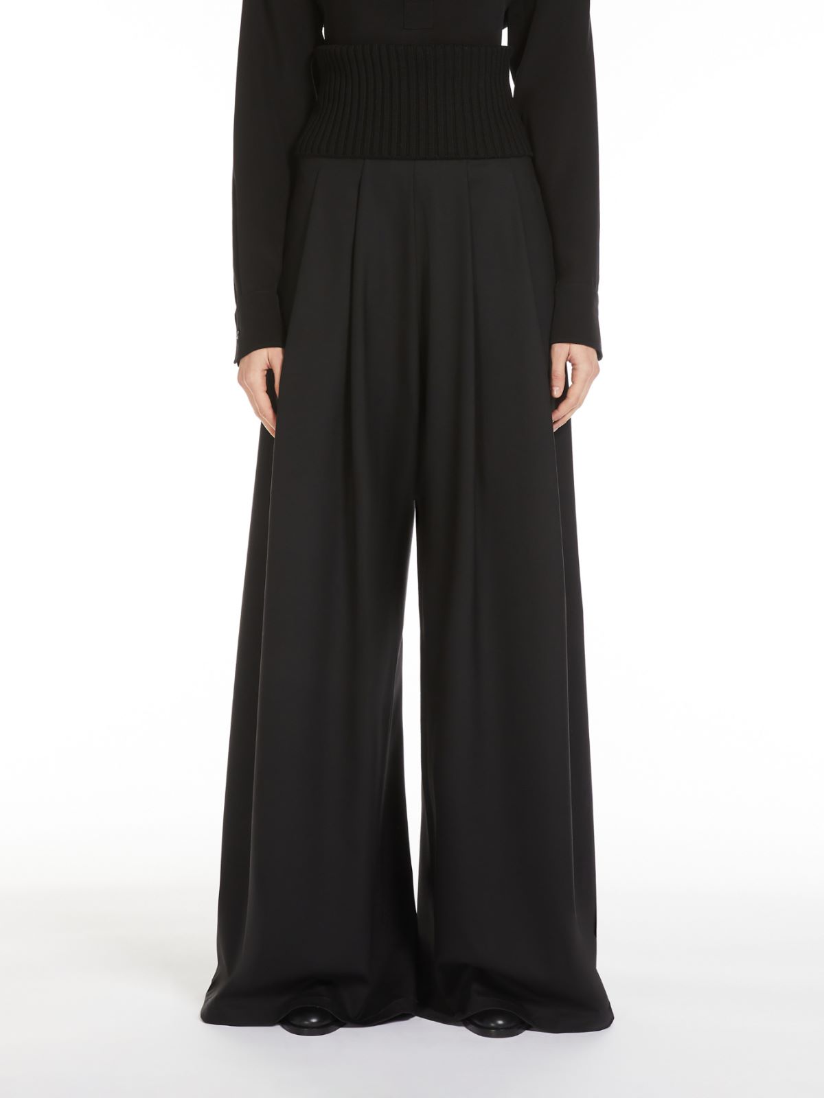 Long stretch wool trousers