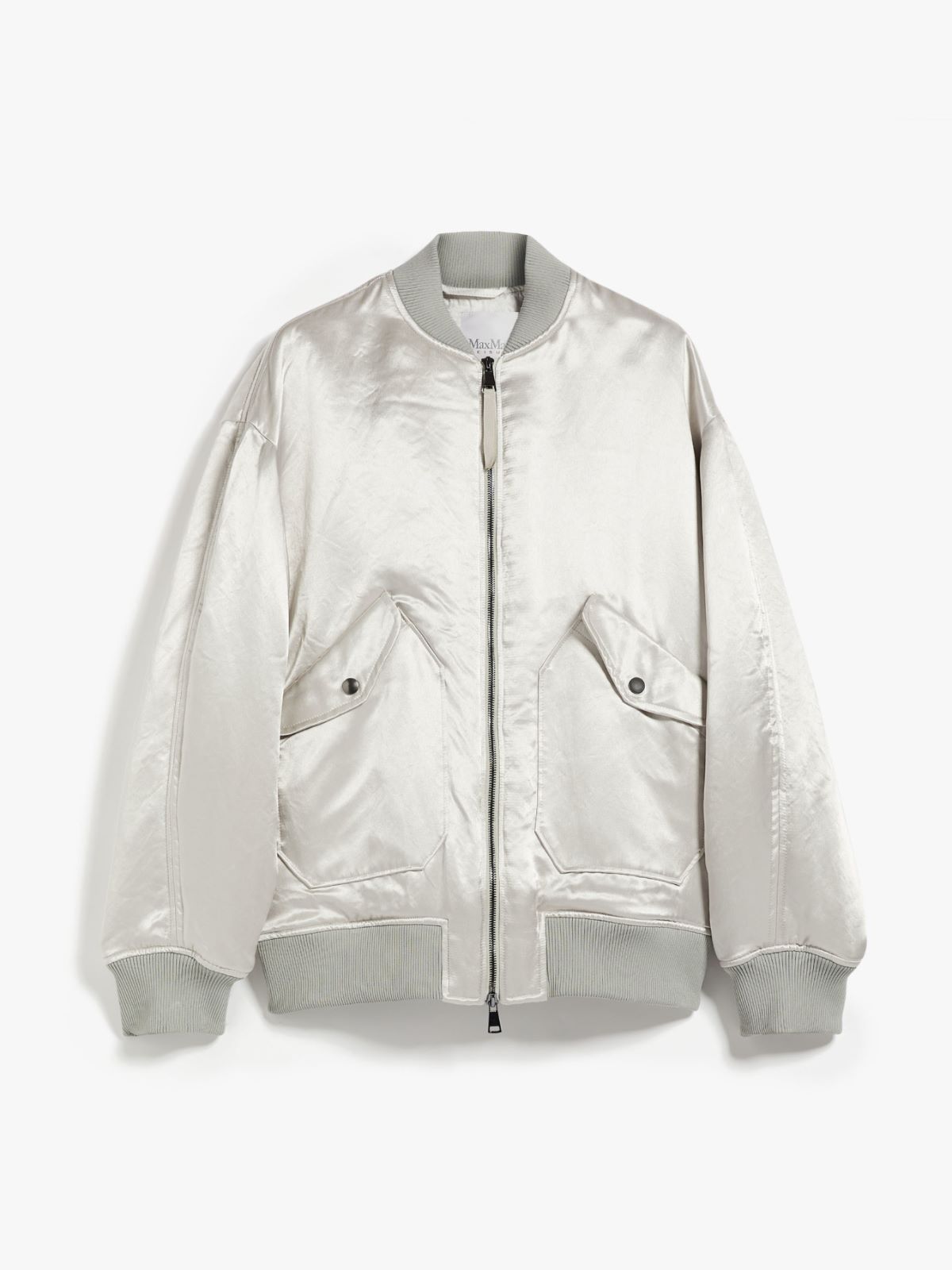 Oversized technical satin bomber jacket
