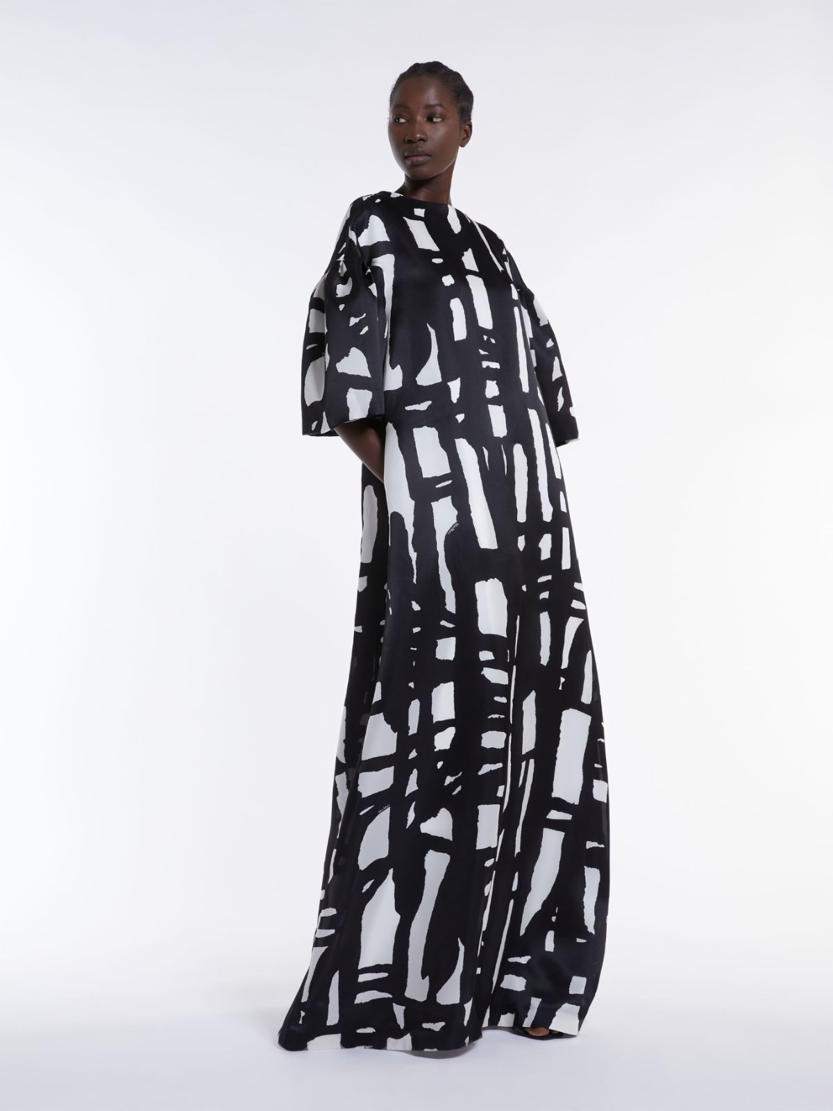 Printed silk organza dress
