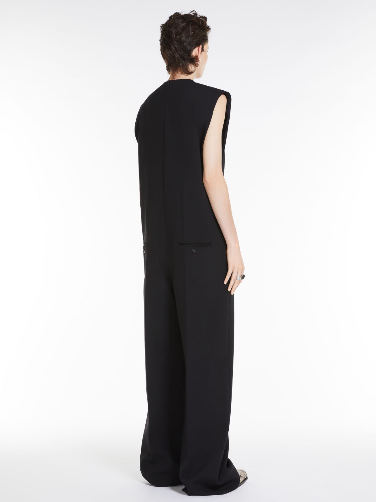 Sleeveless stretch wool jumpsuit