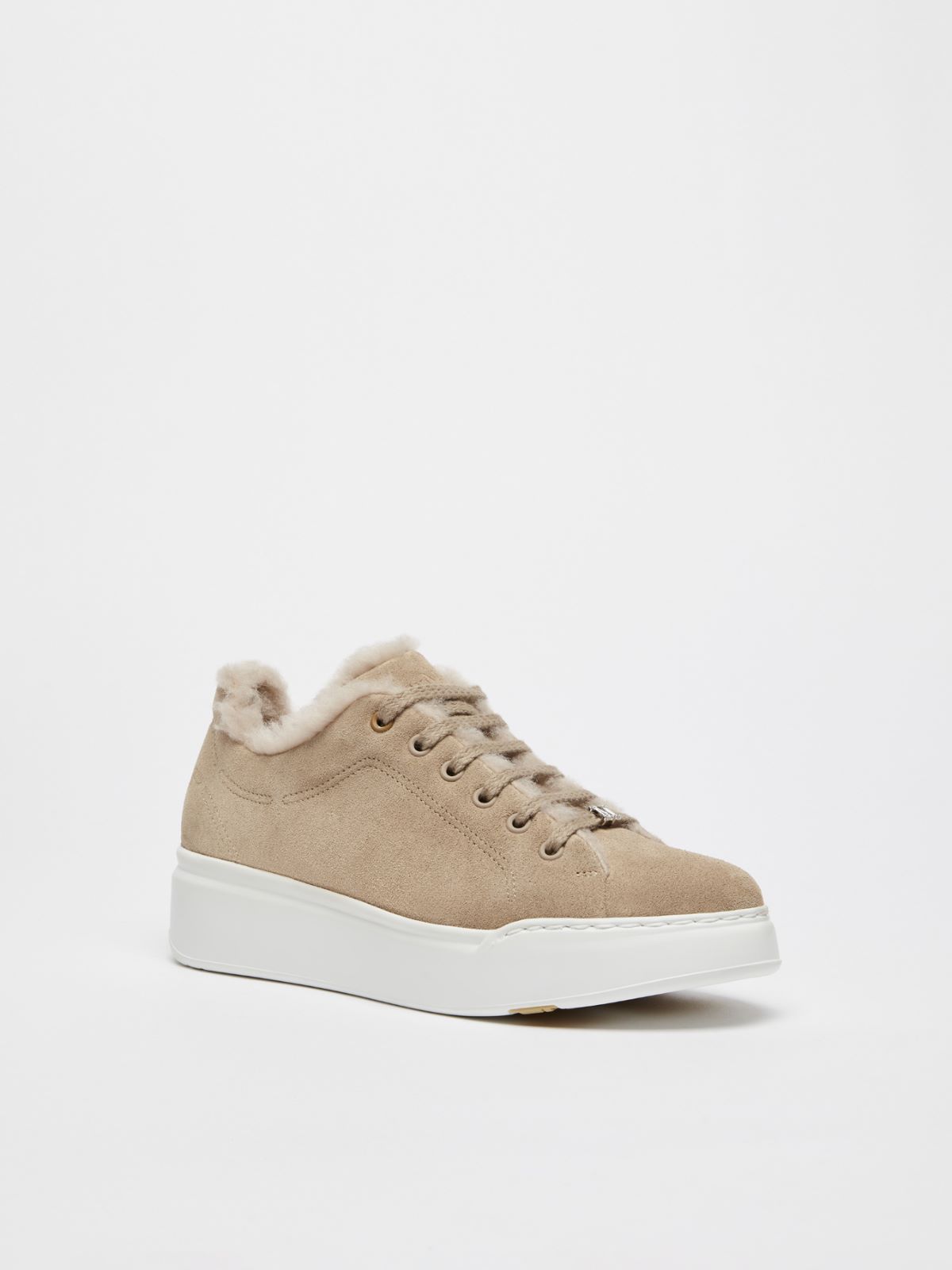 Sneakers in suede and wool and alpaca Teddy fabric